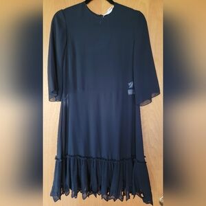 See By Chloe Women's Black Crew-Neck Ruffled Hem Dress Size 6/36 - NWT